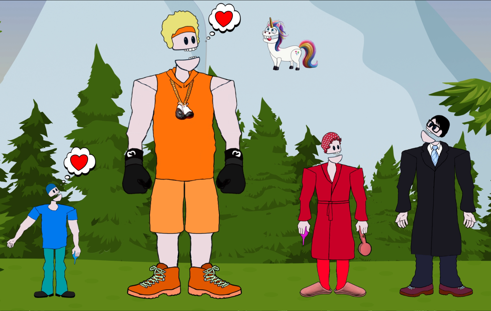 Personnages animés en 2D, riggés et animés par Gary